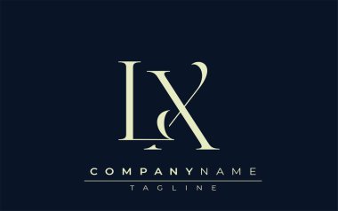 LX soyut logosu. Zarif Tasarlanmış Minimalist Monogram Logosu ve Şık Harfler. Sofistike ve gösterişli minimalist monogram benzersiz harf dizaynı.