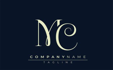 MC soyut logosu. Zarif Tasarlanmış Minimalist Monogram Logosu ve Şık Harfler. Sofistike ve gösterişli minimalist monogram benzersiz harf dizaynı.