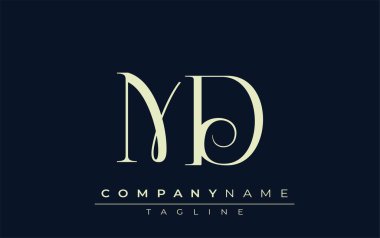MD soyut logosu. Zarif Tasarlanmış Minimalist Monogram Logosu ve Şık Harfler. Sofistike ve gösterişli minimalist monogram benzersiz harf dizaynı.