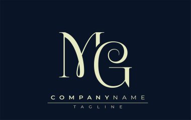 MG soyut logosu. Zarif Tasarlanmış Minimalist Monogram Logosu ve Şık Harfler. Sofistike ve gösterişli minimalist monogram benzersiz harf dizaynı.