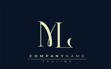 ML soyut logosu. Zarif Tasarlanmış Minimalist Monogram Logosu ve Şık Harfler. Sofistike ve gösterişli minimalist monogram benzersiz harf dizaynı.