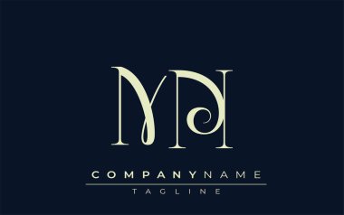 MN soyut logosu. Zarif Tasarlanmış Minimalist Monogram Logosu ve Şık Harfler. Sofistike ve gösterişli minimalist monogram benzersiz harf dizaynı.