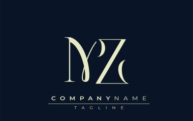 MZ soyut logosu. Zarif Tasarlanmış Minimalist Monogram Logosu ve Şık Harfler. Sofistike ve gösterişli minimalist monogram benzersiz harf dizaynı.