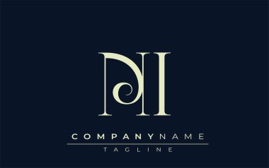 NI soyut logo. Zarif Tasarlanmış Minimalist Monogram Logosu ve Şık Harfler. Sofistike ve gösterişli minimalist monogram benzersiz harf dizaynı.