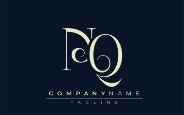 NQ soyut logosu. Zarif Tasarlanmış Minimalist Monogram Logosu ve Şık Harfler. Sofistike ve gösterişli minimalist monogram benzersiz harf dizaynı.