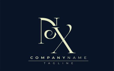NX soyut logosu. Zarif Tasarlanmış Minimalist Monogram Logosu ve Şık Harfler. Sofistike ve gösterişli minimalist monogram benzersiz harf dizaynı.