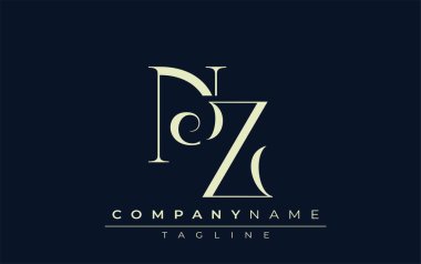 NZ soyut logosu. Zarif Tasarlanmış Minimalist Monogram Logosu ve Şık Harfler. Sofistike ve gösterişli minimalist monogram benzersiz harf dizaynı.