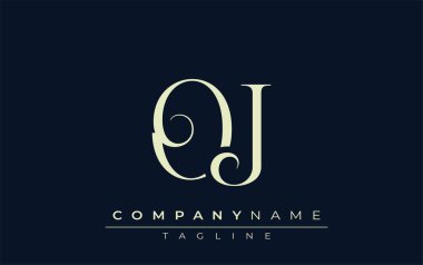 OJ soyut logosu. Zarif Tasarlanmış Minimalist Monogram Logosu ve Şık Harfler. Sofistike ve gösterişli minimalist monogram benzersiz harf dizaynı.