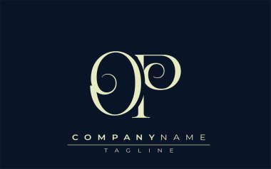 OP soyut logosu. Zarif Tasarlanmış Minimalist Monogram Logosu ve Şık Harfler. Sofistike ve gösterişli minimalist monogram benzersiz harf dizaynı.