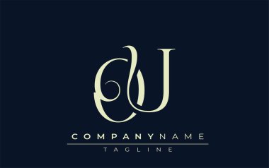 OU soyut logosu. Zarif Tasarlanmış Minimalist Monogram Logosu ve Şık Harfler. Sofistike ve gösterişli minimalist monogram benzersiz harf dizaynı.