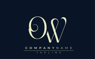OW soyut logo. Zarif Tasarlanmış Minimalist Monogram Logosu ve Şık Harfler. Sofistike ve gösterişli minimalist monogram benzersiz harf dizaynı.