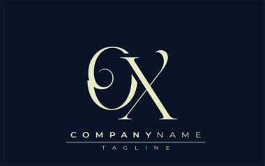 OX soyut logosu. Zarif Tasarlanmış Minimalist Monogram Logosu ve Şık Harfler. Sofistike ve gösterişli minimalist monogram benzersiz harf dizaynı.