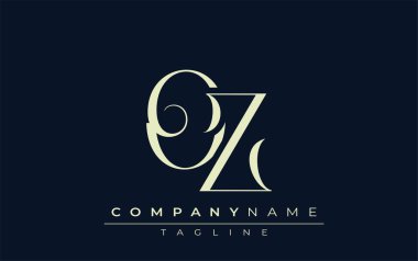 OZ soyut logosu. Zarif Tasarlanmış Minimalist Monogram Logosu ve Şık Harfler. Sofistike ve gösterişli minimalist monogram benzersiz harf dizaynı.