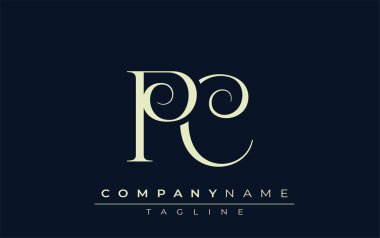 PC soyut logosu. Zarif Tasarlanmış Minimalist Monogram Logosu ve Şık Harfler. Sofistike ve gösterişli minimalist monogram benzersiz harf dizaynı.