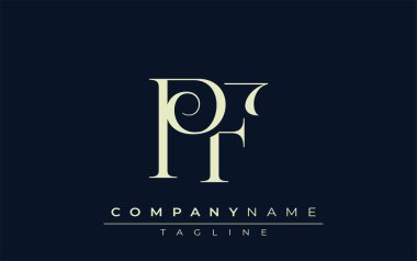 PF soyut logosu. Zarif Tasarlanmış Minimalist Monogram Logosu ve Şık Harfler. Sofistike ve gösterişli minimalist monogram benzersiz harf dizaynı.