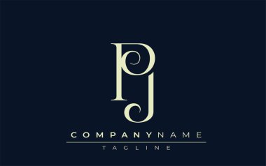 PJ soyut logosu. Zarif Tasarlanmış Minimalist Monogram Logosu ve Şık Harfler. Sofistike ve gösterişli minimalist monogram benzersiz harf dizaynı.