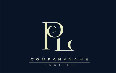 PL soyut logosu. Zarif Tasarlanmış Minimalist Monogram Logosu ve Şık Harfler. Sofistike ve gösterişli minimalist monogram benzersiz harf dizaynı.