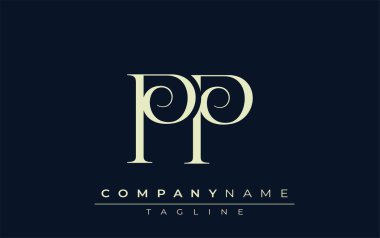 PP soyut logosu. Zarif Tasarlanmış Minimalist Monogram Logosu ve Şık Harfler. Sofistike ve gösterişli minimalist monogram benzersiz harf dizaynı.