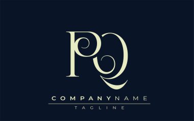 PQ soyut logosu. Zarif Tasarlanmış Minimalist Monogram Logosu ve Şık Harfler. Sofistike ve gösterişli minimalist monogram benzersiz harf dizaynı.