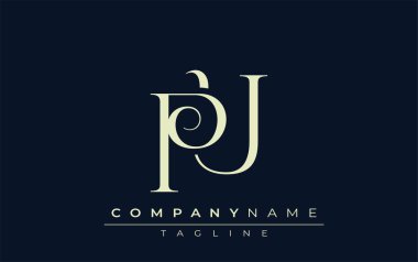 PU soyut logosu. Zarif Tasarlanmış Minimalist Monogram Logosu ve Şık Harfler. Sofistike ve gösterişli minimalist monogram benzersiz harf dizaynı.