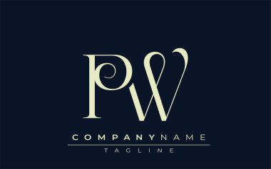 PW soyut logosu. Zarif Tasarlanmış Minimalist Monogram Logosu ve Şık Harfler. Sofistike ve gösterişli minimalist monogram benzersiz harf dizaynı.