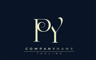 PY soyut logosu. Zarif Tasarlanmış Minimalist Monogram Logosu ve Şık Harfler. Sofistike ve gösterişli minimalist monogram benzersiz harf dizaynı.