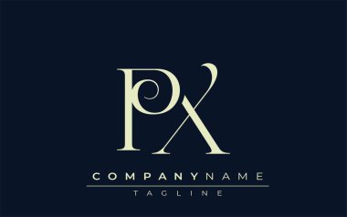 PX soyut logosu. Zarif Tasarlanmış Minimalist Monogram Logosu ve Şık Harfler. Sofistike ve gösterişli minimalist monogram benzersiz harf dizaynı.