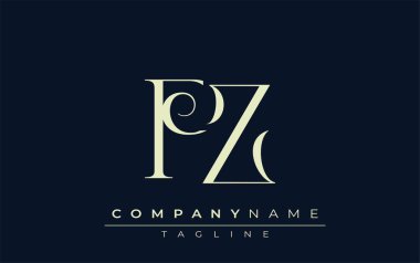PZ soyut logosu. Zarif Tasarlanmış Minimalist Monogram Logosu ve Şık Harfler. Sofistike ve gösterişli minimalist monogram benzersiz harf dizaynı.
