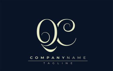 QC soyut logosu. Zarif Tasarlanmış Minimalist Monogram Logosu ve Şık Harfler. Sofistike ve gösterişli minimalist monogram benzersiz harf dizaynı.