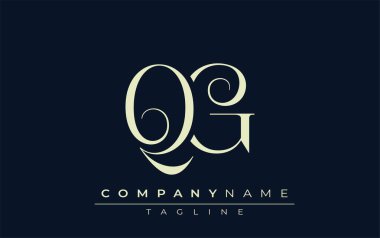 QG soyut logosu. Zarif Tasarlanmış Minimalist Monogram Logosu ve Şık Harfler. Sofistike ve gösterişli minimalist monogram benzersiz harf dizaynı.