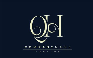 QH soyut logosu. Zarif Tasarlanmış Minimalist Monogram Logosu ve Şık Harfler. Sofistike ve gösterişli minimalist monogram benzersiz harf dizaynı.