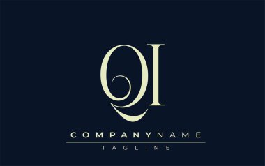 QI soyut logosu. Zarif Tasarlanmış Minimalist Monogram Logosu ve Şık Harfler. Sofistike ve gösterişli minimalist monogram benzersiz harf dizaynı.