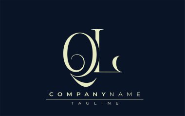 QL soyut logosu. Zarif Tasarlanmış Minimalist Monogram Logosu ve Şık Harfler. Sofistike ve gösterişli minimalist monogram benzersiz harf dizaynı.