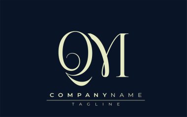 QM soyut logosu. Zarif Tasarlanmış Minimalist Monogram Logosu ve Şık Harfler. Sofistike ve gösterişli minimalist monogram benzersiz harf dizaynı.