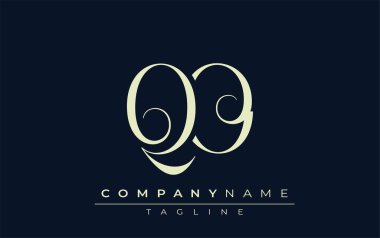 QO soyut logosu. Zarif Tasarlanmış Minimalist Monogram Logosu ve Şık Harfler. Sofistike ve gösterişli minimalist monogram benzersiz harf dizaynı.
