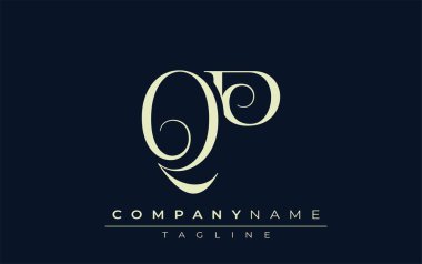 QP soyut logosu. Zarif Tasarlanmış Minimalist Monogram Logosu ve Şık Harfler. Sofistike ve gösterişli minimalist monogram benzersiz harf dizaynı.