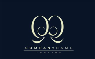 QQ soyut logosu. Zarif Tasarlanmış Minimalist Monogram Logosu ve Şık Harfler. Sofistike ve gösterişli minimalist monogram benzersiz harf dizaynı.