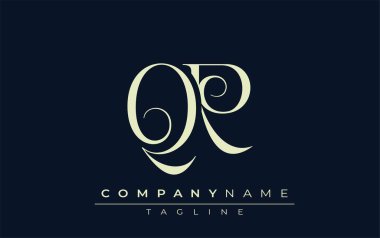 QR soyut logosu. Zarif Tasarlanmış Minimalist Monogram Logosu ve Şık Harfler. Sofistike ve gösterişli minimalist monogram benzersiz harf dizaynı.