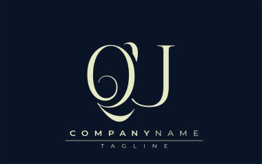 QU soyut logosu. Zarif Tasarlanmış Minimalist Monogram Logosu ve Şık Harfler. Sofistike ve gösterişli minimalist monogram benzersiz harf dizaynı.