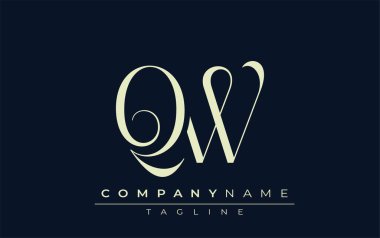 QW soyut logosu. Zarif Tasarlanmış Minimalist Monogram Logosu ve Şık Harfler. Sofistike ve gösterişli minimalist monogram benzersiz harf dizaynı.