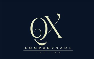 QX soyut logosu. Zarif Tasarlanmış Minimalist Monogram Logosu ve Şık Harfler. Sofistike ve gösterişli minimalist monogram benzersiz harf dizaynı.