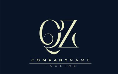 QZ soyut logosu. Zarif Tasarlanmış Minimalist Monogram Logosu ve Şık Harfler. Sofistike ve gösterişli minimalist monogram benzersiz harf dizaynı.