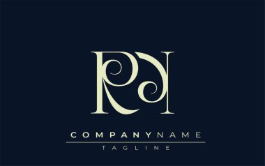 RN soyut logosu. Zarif Tasarlanmış Minimalist Monogram Logosu ve Şık Harfler. Sofistike ve gösterişli minimalist monogram benzersiz harf dizaynı.