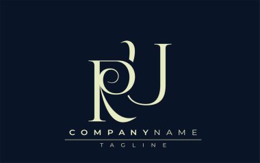 RU soyut logosu. Zarif Tasarlanmış Minimalist Monogram Logosu ve Şık Harfler. Sofistike ve gösterişli minimalist monogram benzersiz harf dizaynı.