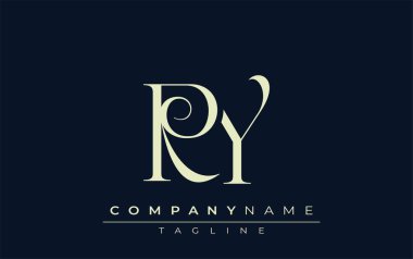 RY soyut logosu. Zarif Tasarlanmış Minimalist Monogram Logosu ve Şık Harfler. Sofistike ve gösterişli minimalist monogram benzersiz harf dizaynı.