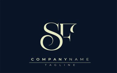 SF soyut logosu. Zarif Tasarlanmış Minimalist Monogram Logosu ve Şık Harfler. Sofistike ve gösterişli minimalist monogram benzersiz harf dizaynı.