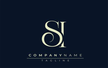 SI soyut logosu. Zarif Tasarlanmış Minimalist Monogram Logosu ve Şık Harfler. Sofistike ve gösterişli minimalist monogram benzersiz harf dizaynı.