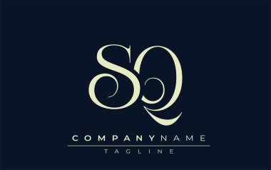 SQ soyut logosu. Zarif Tasarlanmış Minimalist Monogram Logosu ve Şık Harfler. Sofistike ve gösterişli minimalist monogram benzersiz harf dizaynı.
