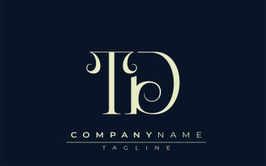 TD soyut logosu. Zarif Tasarlanmış Minimalist Monogram Logosu ve Şık Harfler. Sofistike ve gösterişli minimalist monogram benzersiz harf dizaynı.
