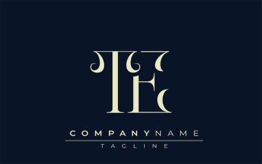 TE soyut logosu. Zarif Tasarlanmış Minimalist Monogram Logosu ve Şık Harfler. Sofistike ve gösterişli minimalist monogram benzersiz harf dizaynı.